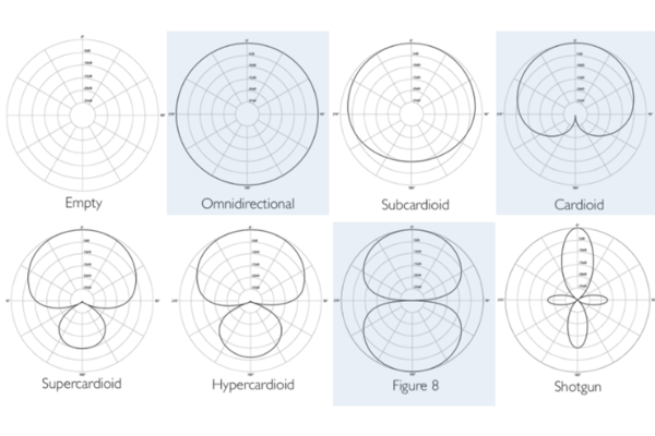 various polarity patterns of modern microphones